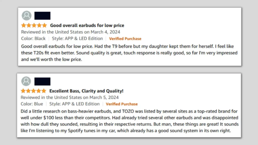 Tozo Earbuds Customer Reviews